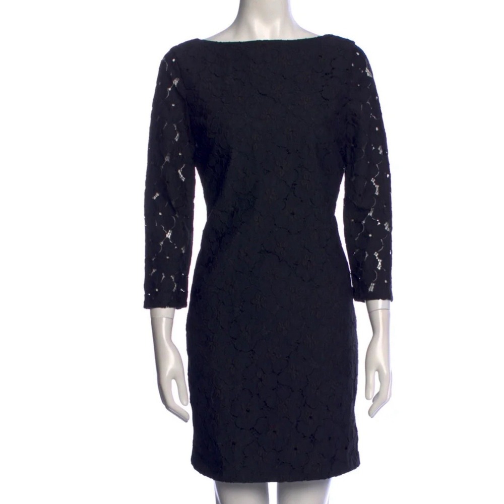 NEW $225 Diane Von Furstenberg LACE  Sheath BLACK Mini Dress 8 Medium Lined NWOT